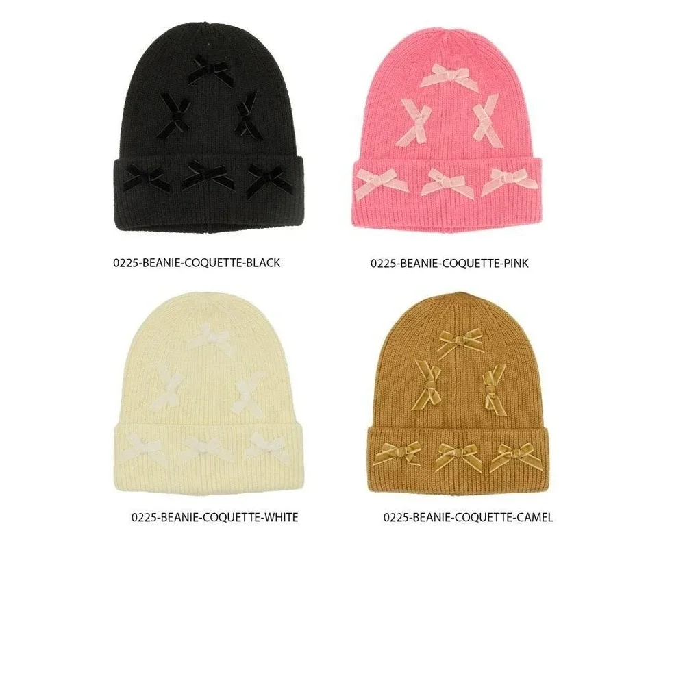 Simply Southern Preppy Solid‎ Pink COQUETTE Beanie Hat Bow Adorned NWT
